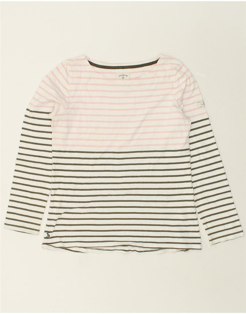 JOULES Womens Top Long Sleeve UK 12 Medium  White Striped Cotton | Vintage Joules | Thrift | Second-Hand Joules | Used Clothing | Messina Hembry 