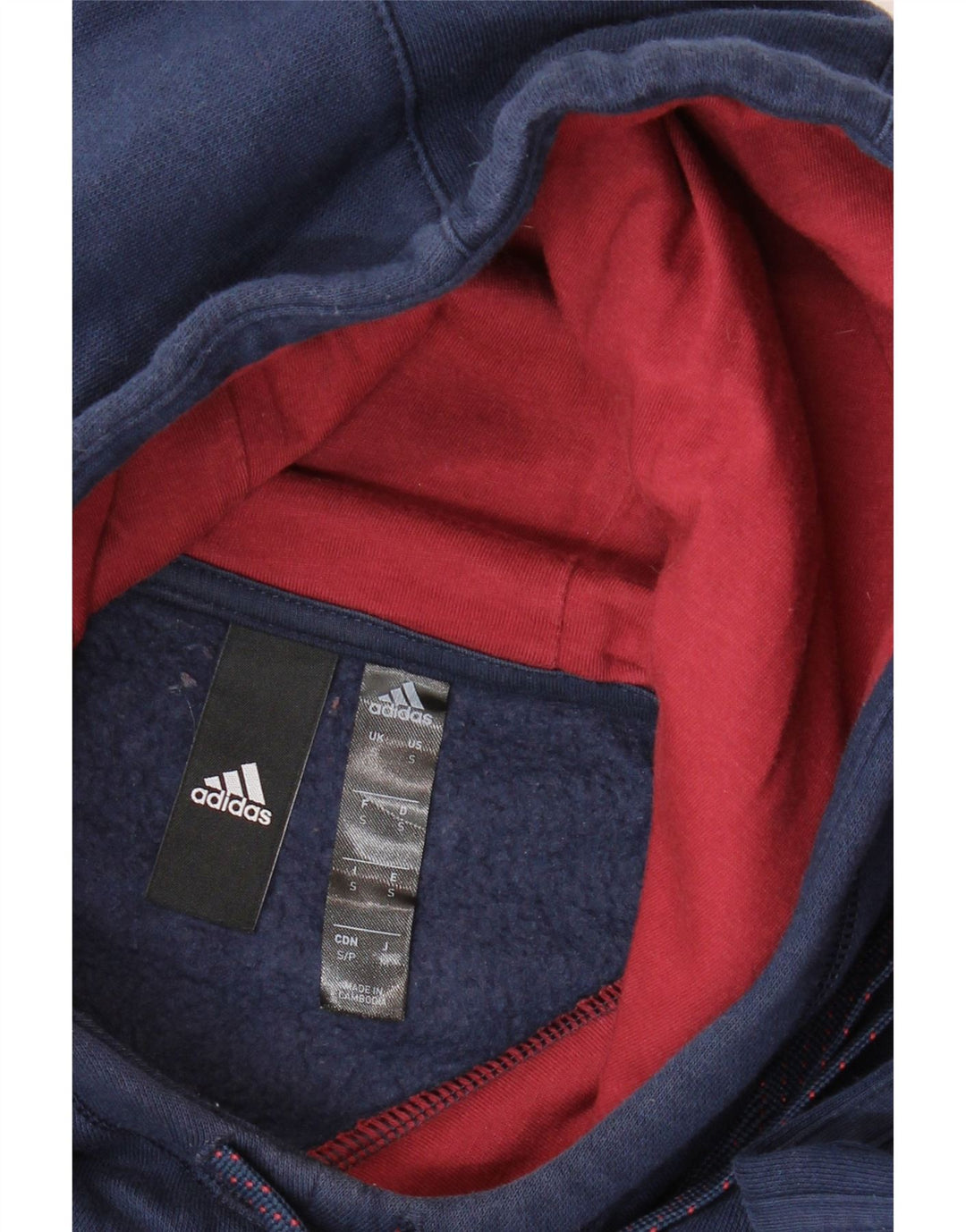 ADIDAS Mens Graphic Hoodie Jumper Small Navy Blue Colourblock
