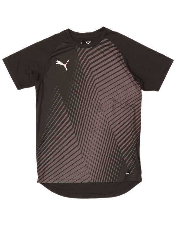 Puma Boys Graphic T-Shirt Top 13-14 Years Black Geometric Polyester Sports