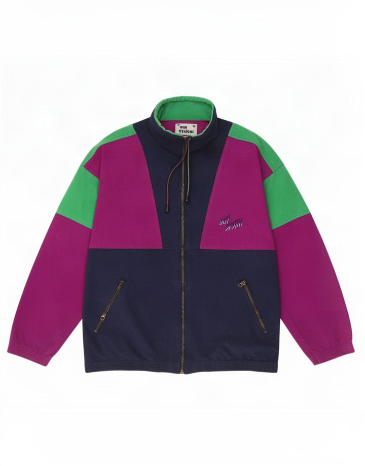 Out System Mens Velour Tracksuit Top Jacket Large Multicoloured Colourblock