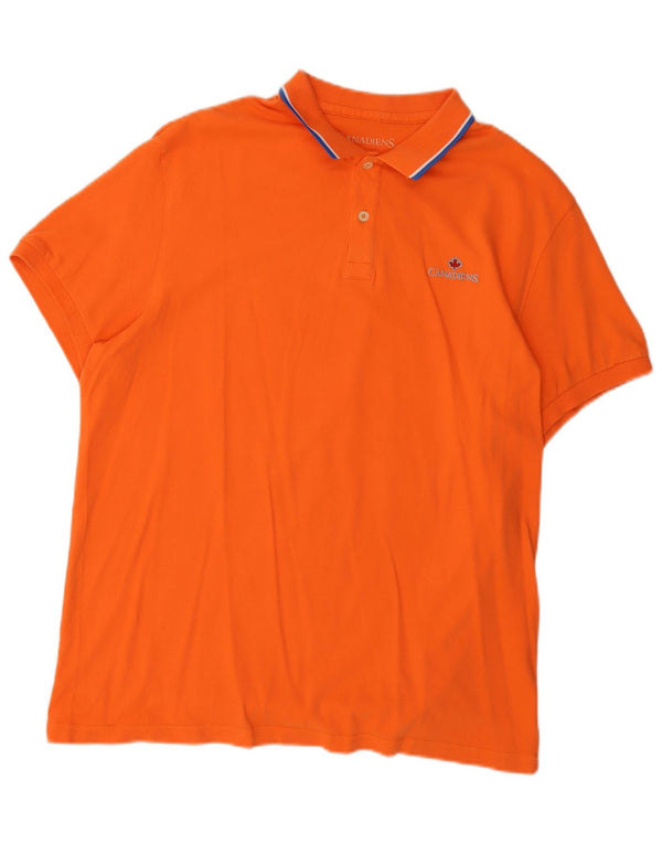 CANADIENS Mens Polo Shirt IT 56 2XL Orange Cotton