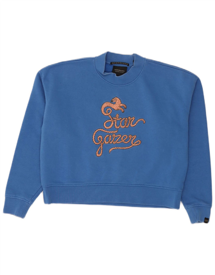 Scotch & Soda Womens Graphic Oversized Sweatshirt Jumper UK 10 Small Blue