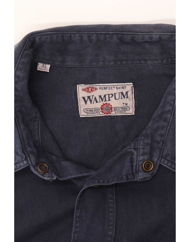 Wampum Mens Denim Shirt XL Navy Blue