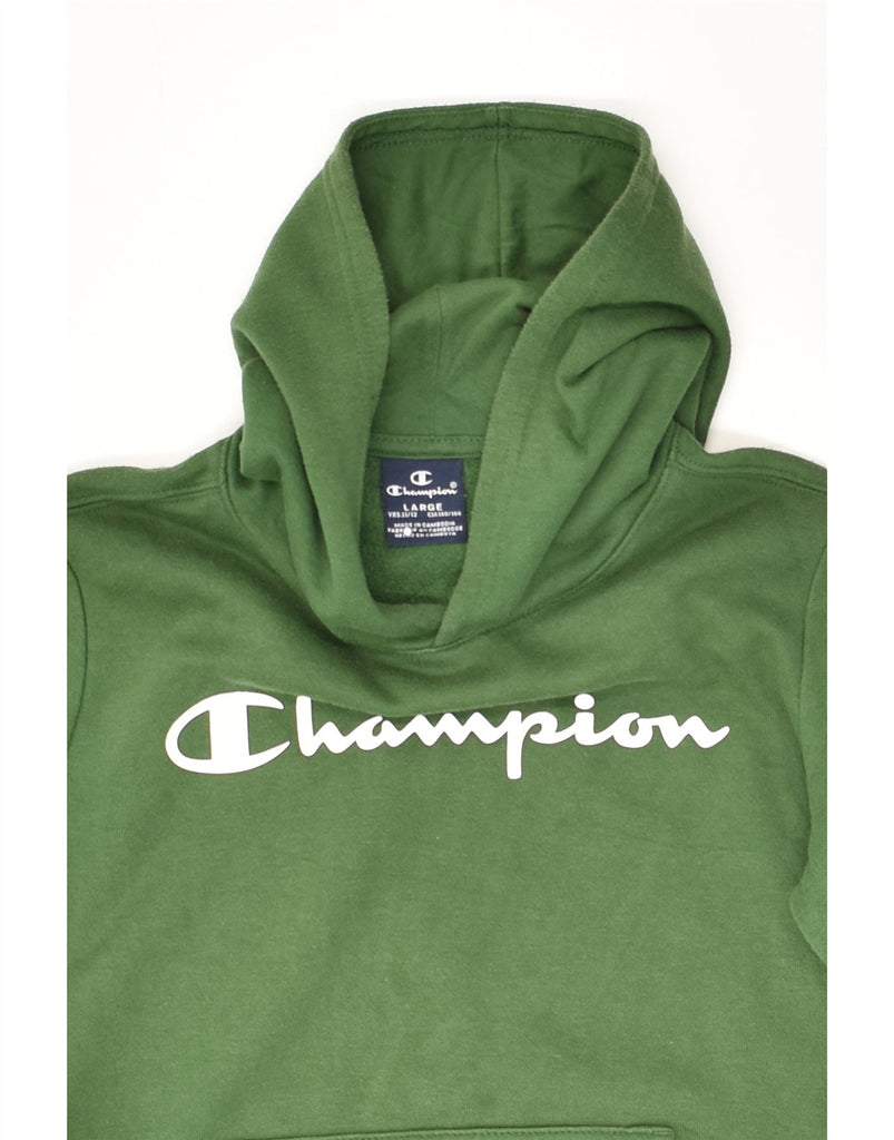 CHAMPION Boys Graphic Hoodie Jumper 11-12 Years Large  Green Cotton | Vintage Champion | Thrift | Second-Hand Champion | Used Clothing | Messina Hembry 