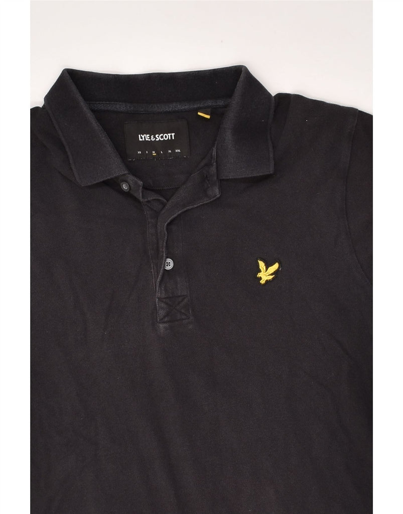 LYLE & SCOTT Mens Polo Shirt Medium Black Cotton | Vintage Lyle & Scott | Thrift | Second-Hand Lyle & Scott | Used Clothing | Messina Hembry 