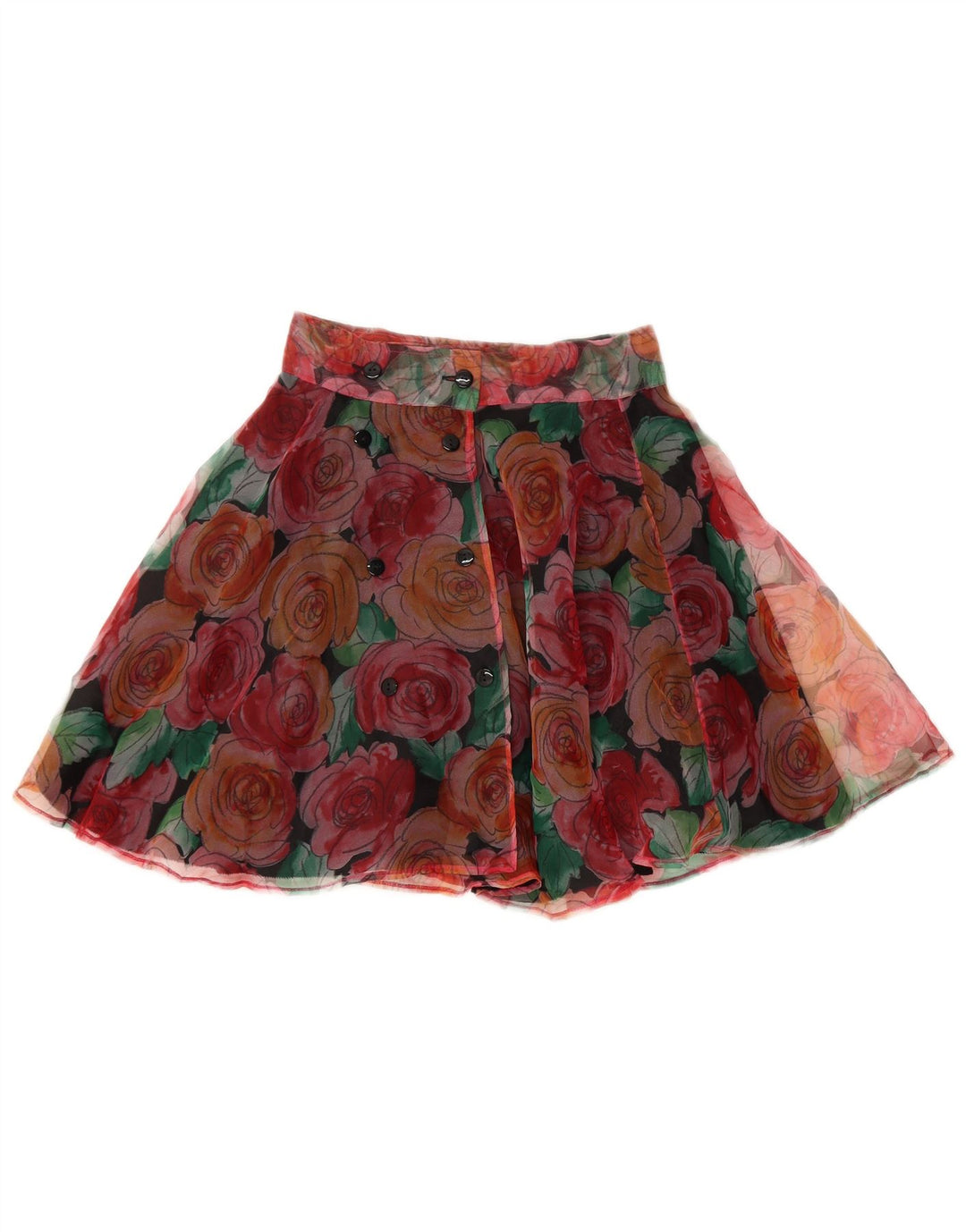 Vintage Womens Mini Circular Skirt W25 Small Multicoloured Floral Polyester