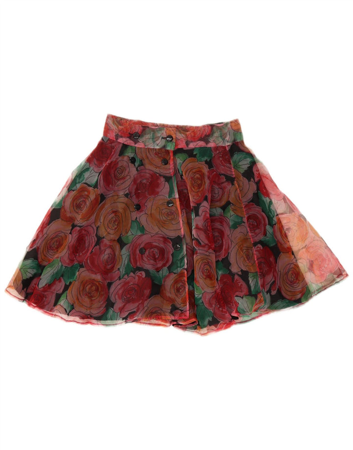 Vintage Womens Mini Circular Skirt W25 Small Multicoloured Floral Polyester