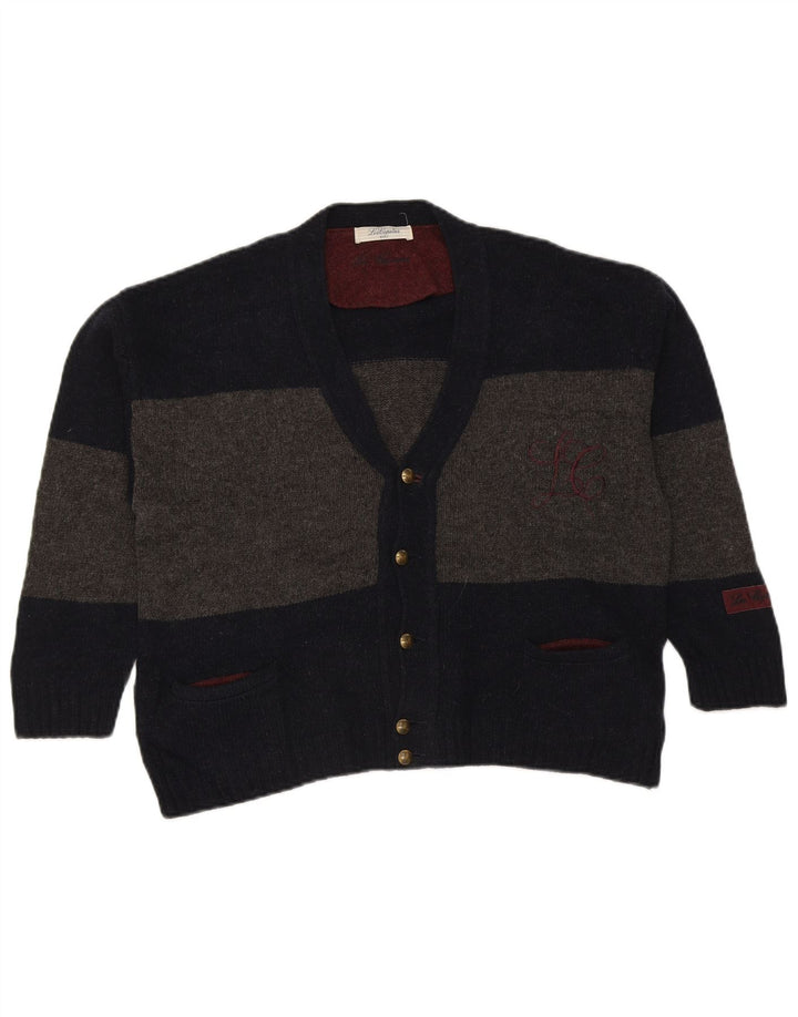 Les Copains Boys Cardigan Sweater 12-13 Years Navy Blue Striped