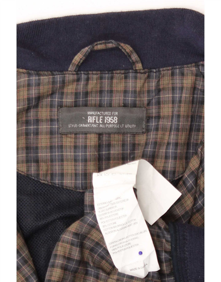 Rifle Mens Bomber Jacket UK 40 Large Brown Check Polyester
