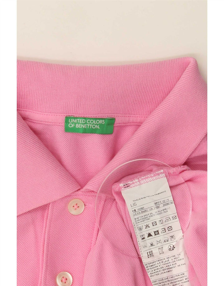 Benetton Mens Polo Shirt Large Pink Cotton