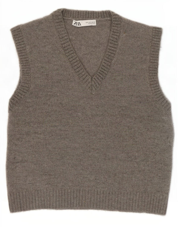 Zara Womens Vest Tank Top UK 10 Small Grey