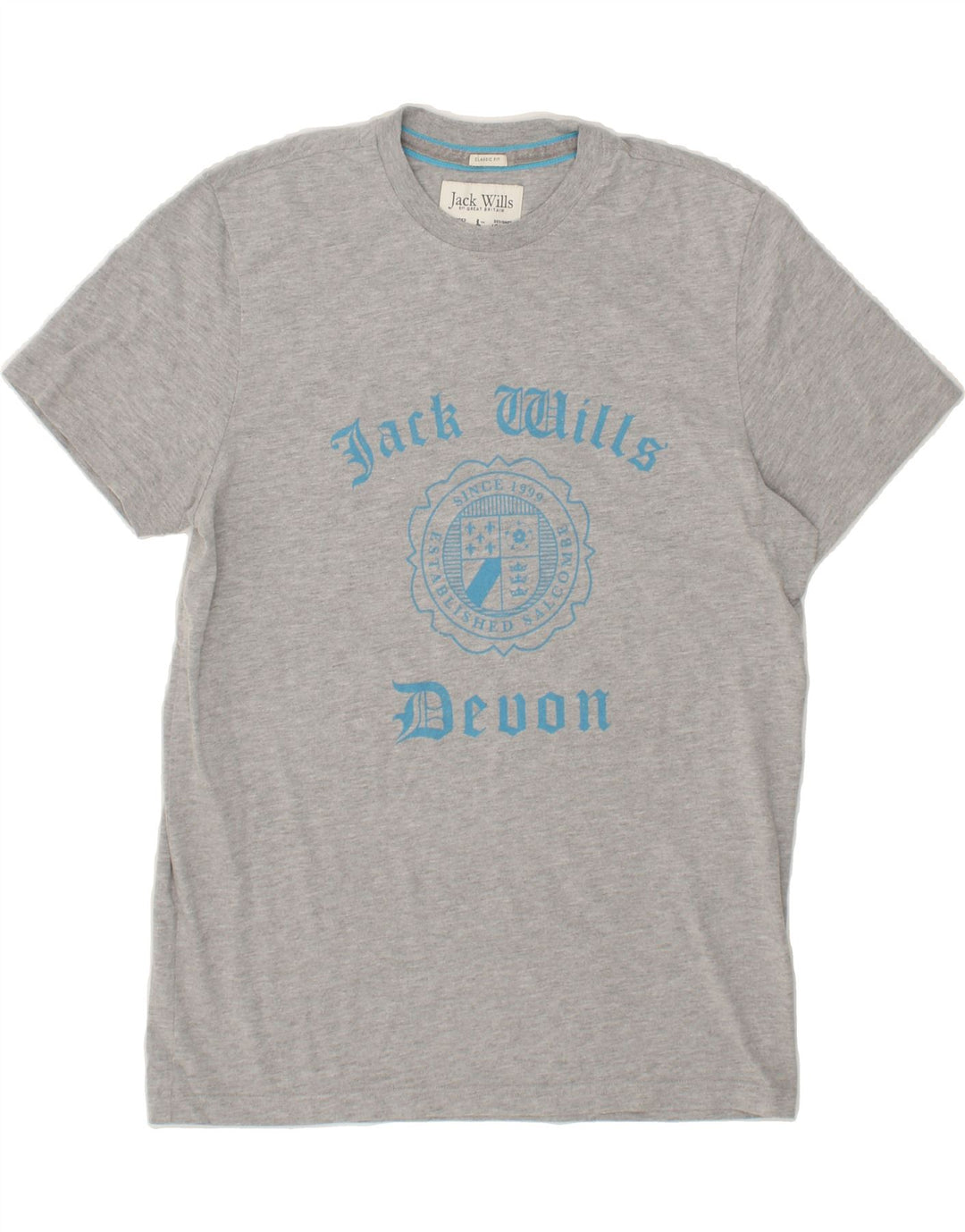 JACK WILLS Mens Devon Classic Fit Graphic T-Shirt Top Medium Grey Cotton Vintage Jack Wills and Second-Hand Jack Wills from Messina Hembry 