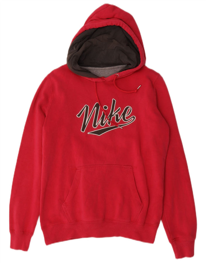 Nike Mens Graphic Hoodie Jumper Medium Red Cotton
