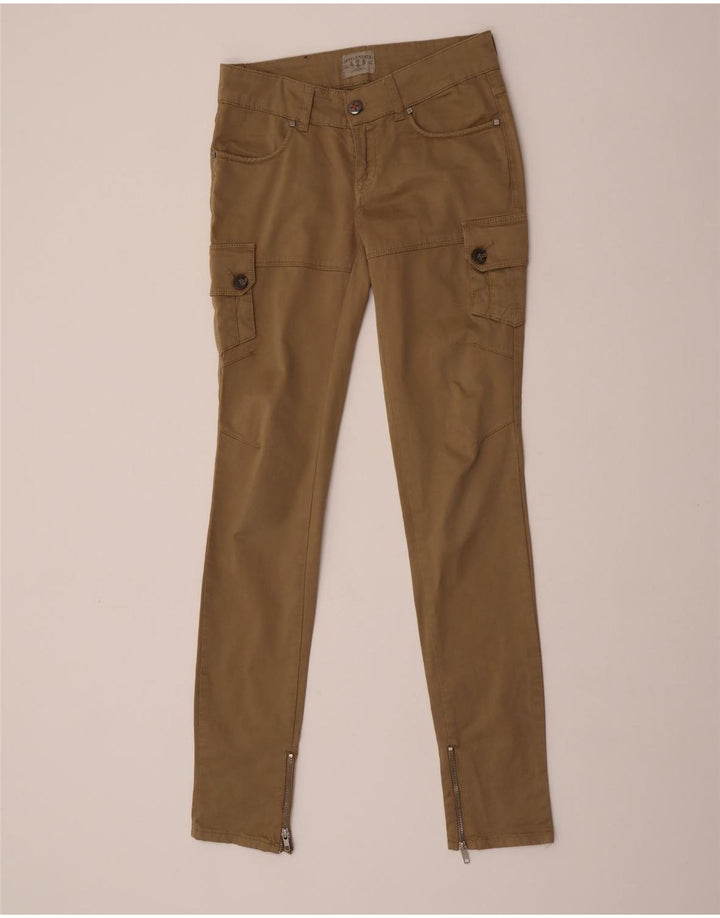 Zu Elements Womens Skinny Cargo Trousers W25 L34 Khaki Cotton
