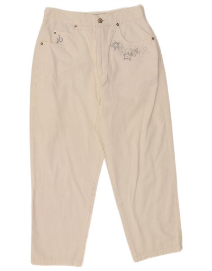 Roccobarocco Womens High Waist Capri Trousers IT 44 Medium W26 L22 White