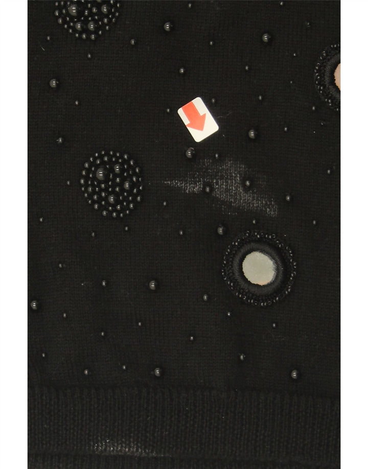 VINTAGE Womens Crew Neck Jumper Sweater EU 38 Medium Black Wool Vintage Vintage and Second-Hand Vintage from Messina Hembry 