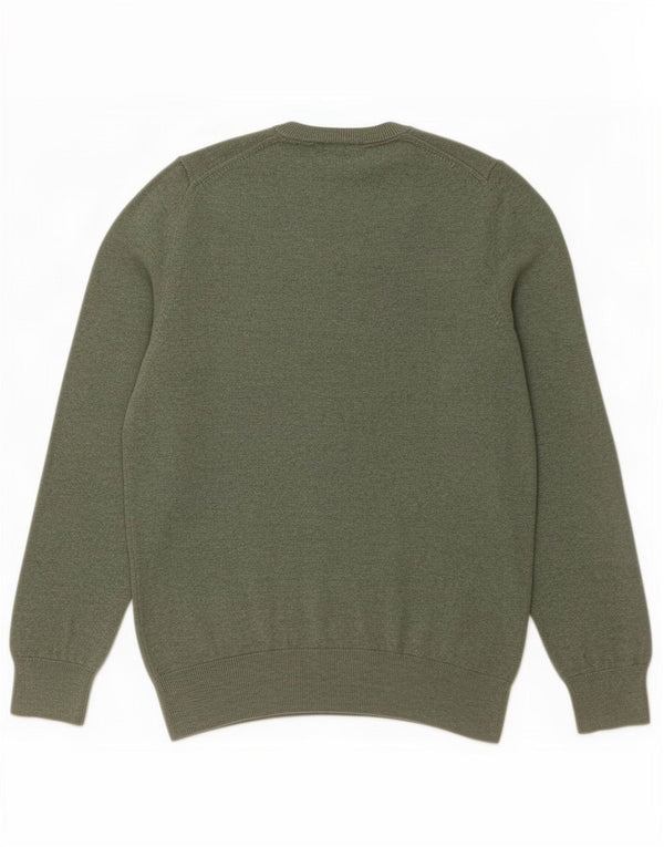 Marks & Spencer Mens Regular Fit V-Neck Jumper Sweater Small Green Cotton
