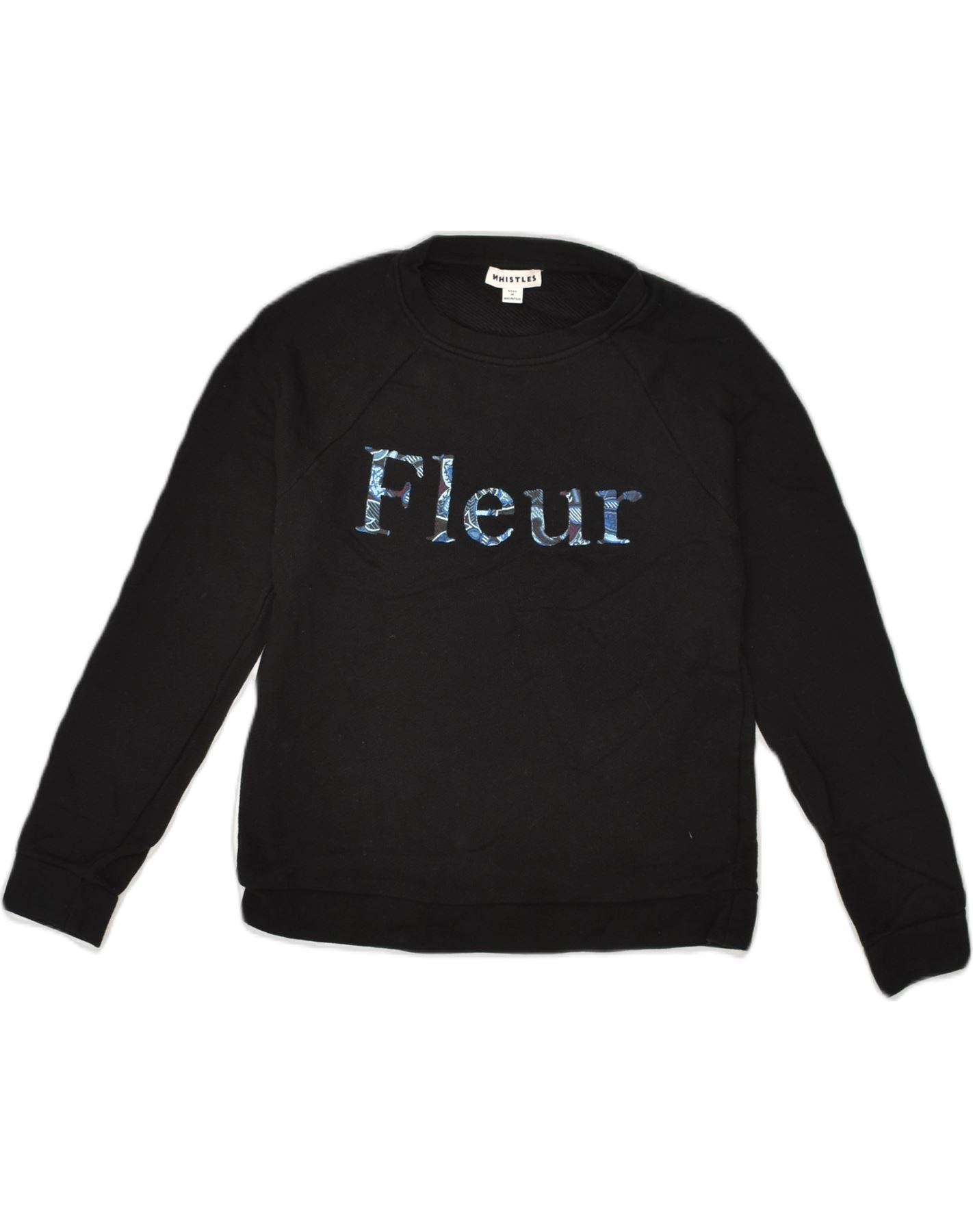 WHISTLES Womens Graphic Sweatshirt Jumper UK XS Black Cotton