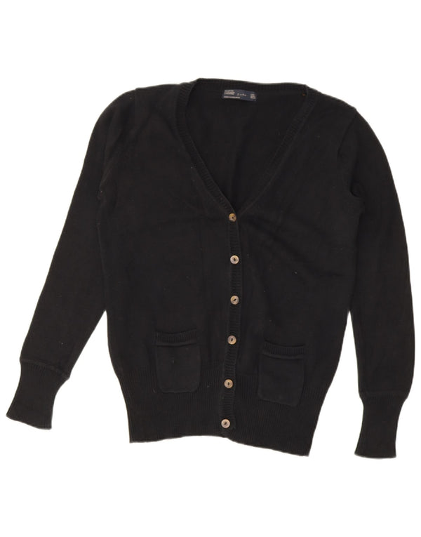 Zara Womens Cardigan Sweater UK 16 Large Black Cotton