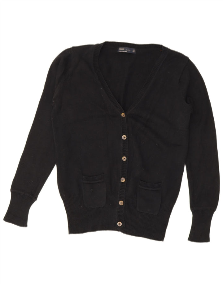 Zara Womens Cardigan Sweater UK 16 Large Black Cotton