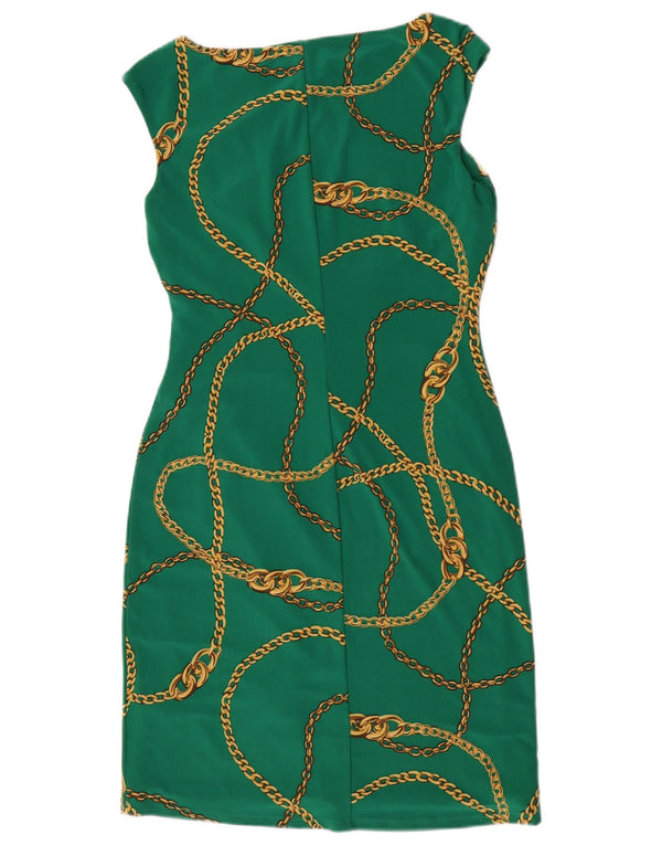 Ralph Lauren Womens Graphic Sleeveless Sheath Dress US 8 Medium Green