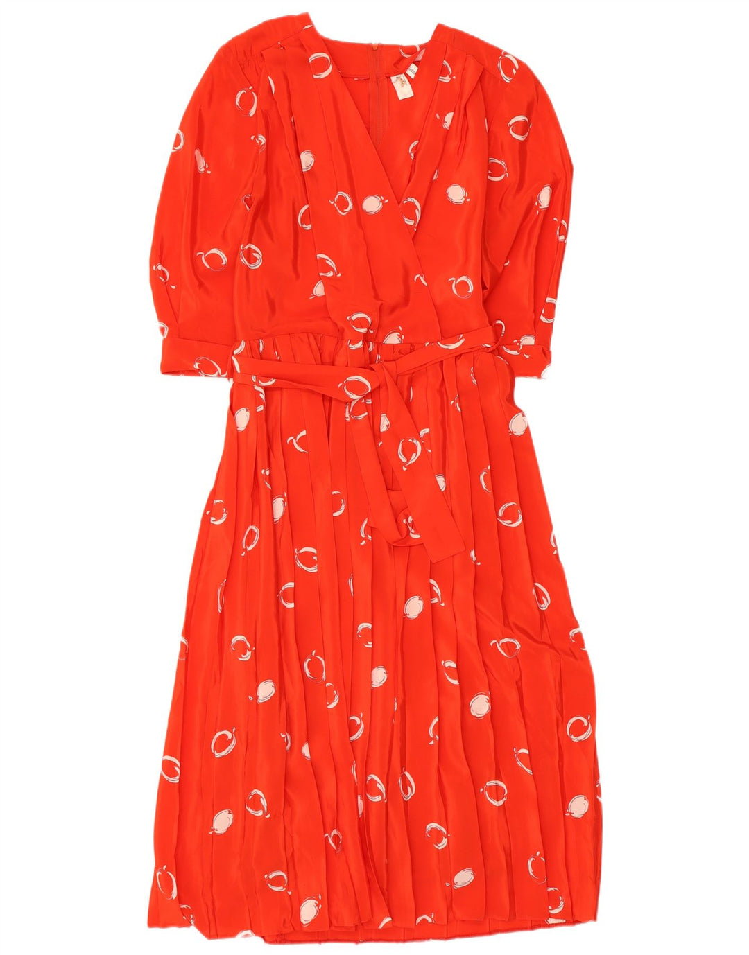 Vintage Womens Abstract Pattern 3/4 Sleeve Maxi Dress EU 42 Large Red