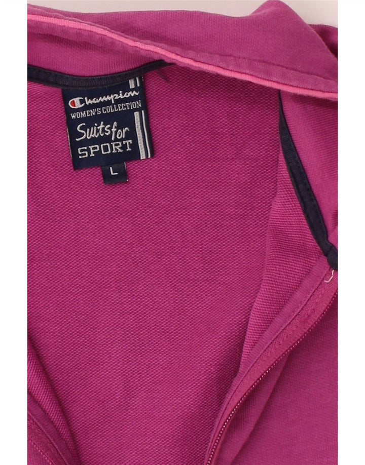 CHAMPION Womens Tracksuit Top Jacket UK 16 Large Pink Cotton Vintage Champion and Second-Hand Champion from Messina Hembry 