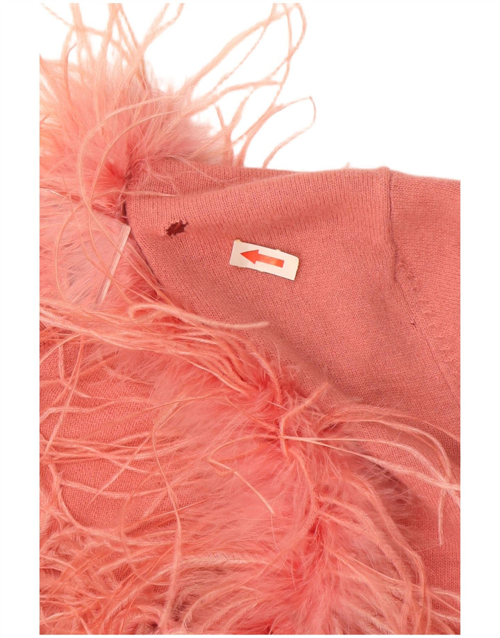 Monsoon Womens 3/4 Sleeve Cardigan Sweater UK 18 XL Pink Wool