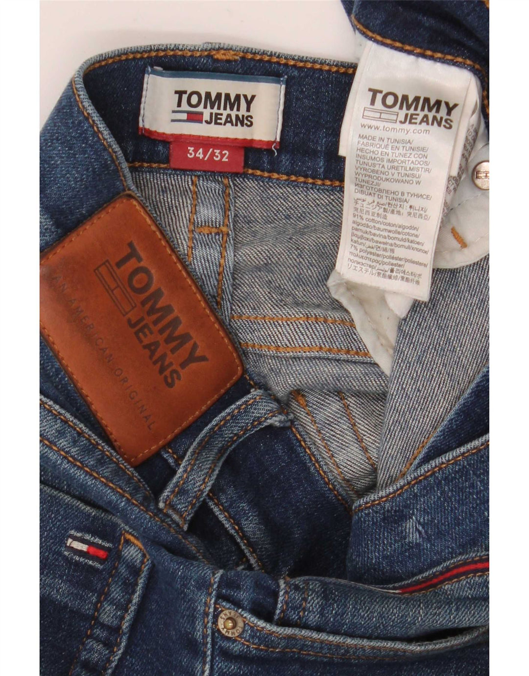 Tommy Hilfiger Mens Slim Jeans W34 L32 Navy Blue Cotton
