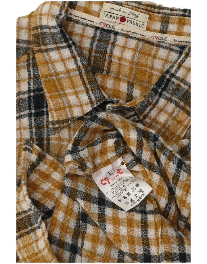 Cycle Mens Shirt Large Yellow Check Cotton