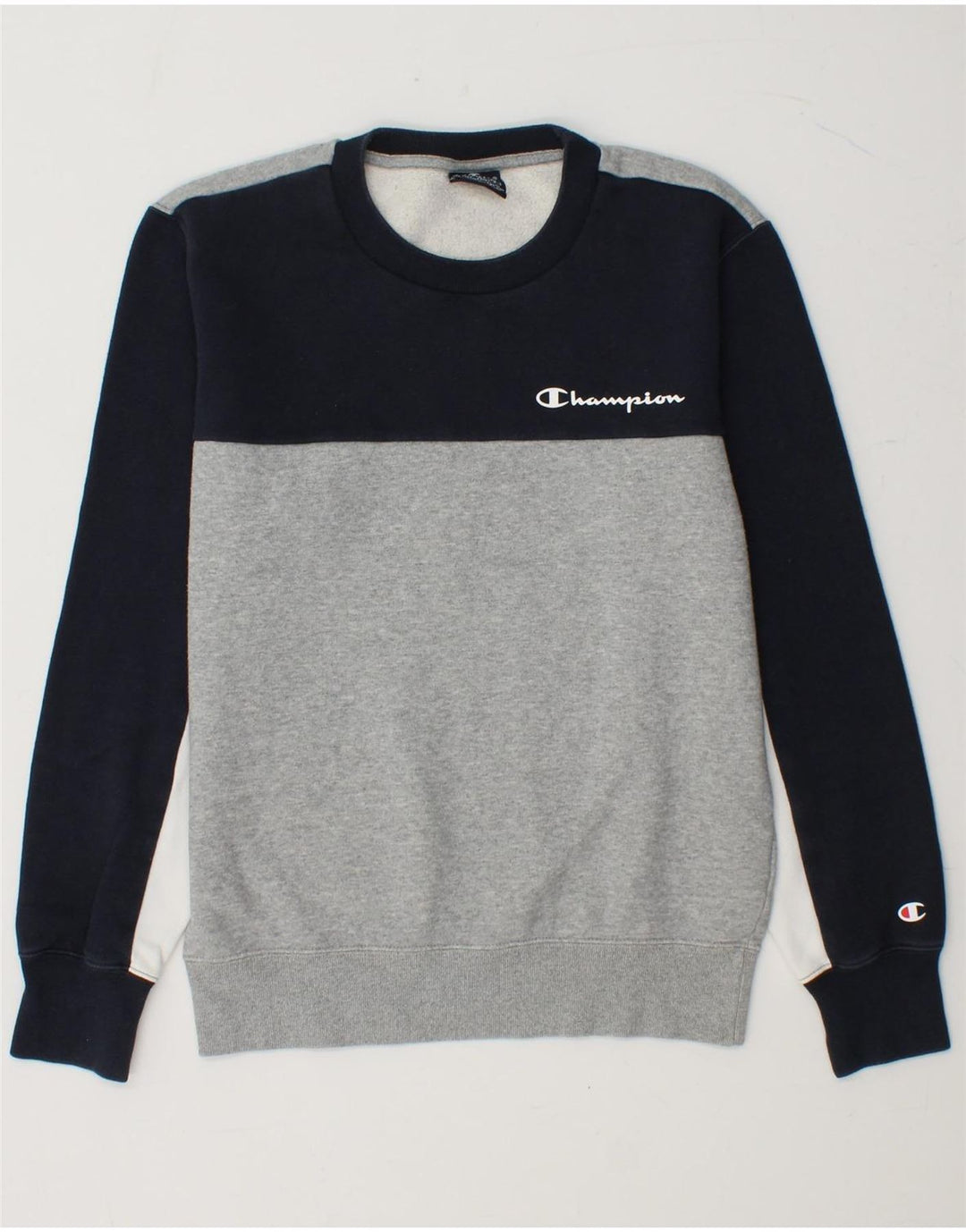 CHAMPION Mens Sweatshirt Jumper XS Grey Colourblock Cotton