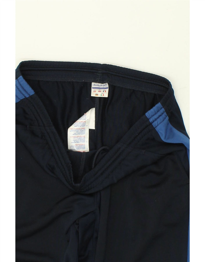 REEBOK Mens Tracksuit Trousers Large Navy Blue Colourblock Polyester Vintage Reebok and Second-Hand Reebok from Messina Hembry 