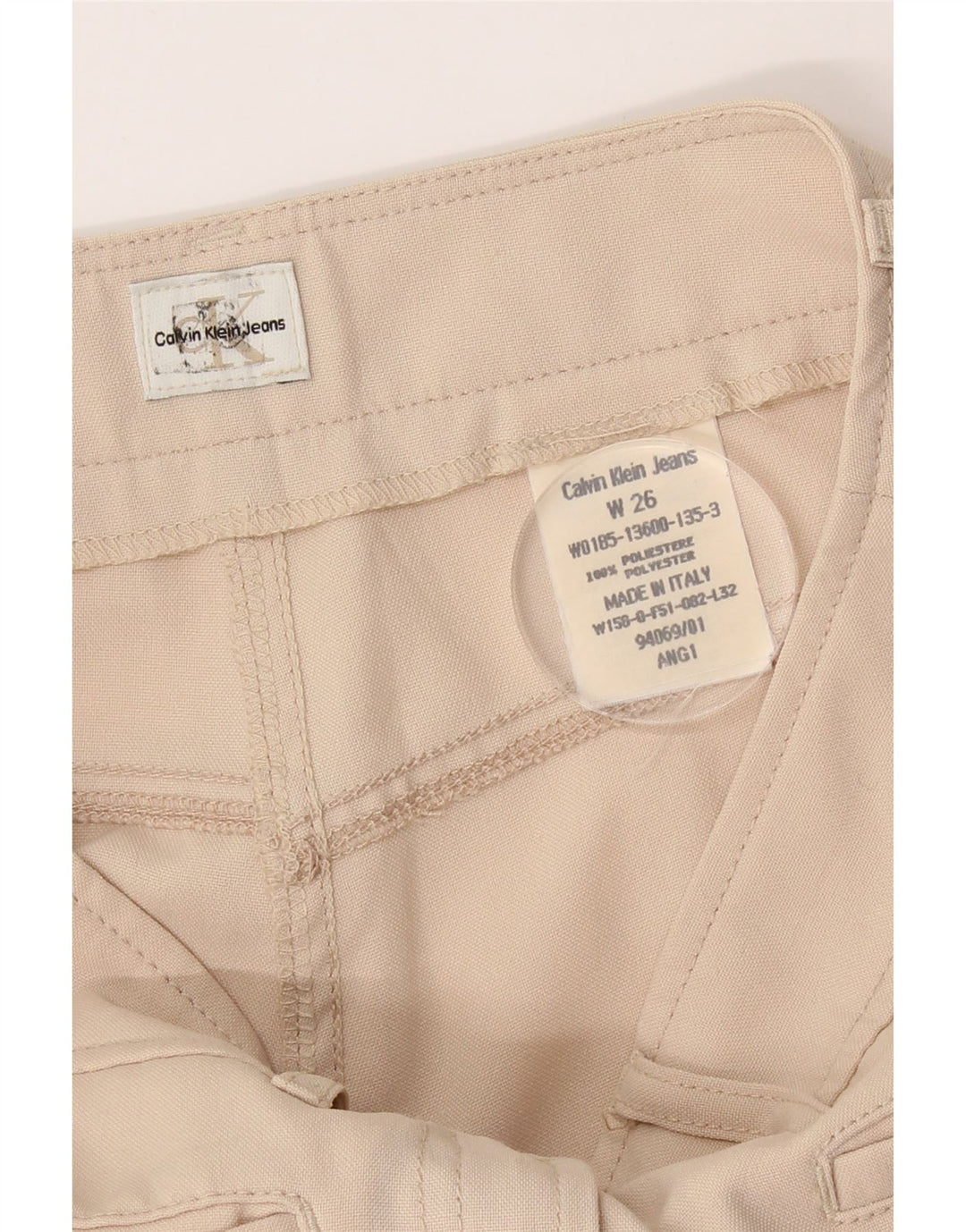 CALVIN KLEIN Womens Bootcut Casual Trousers W26 L29 Beige Polyester Vintage Calvin Klein and Second-Hand Calvin Klein from Messina Hembry 