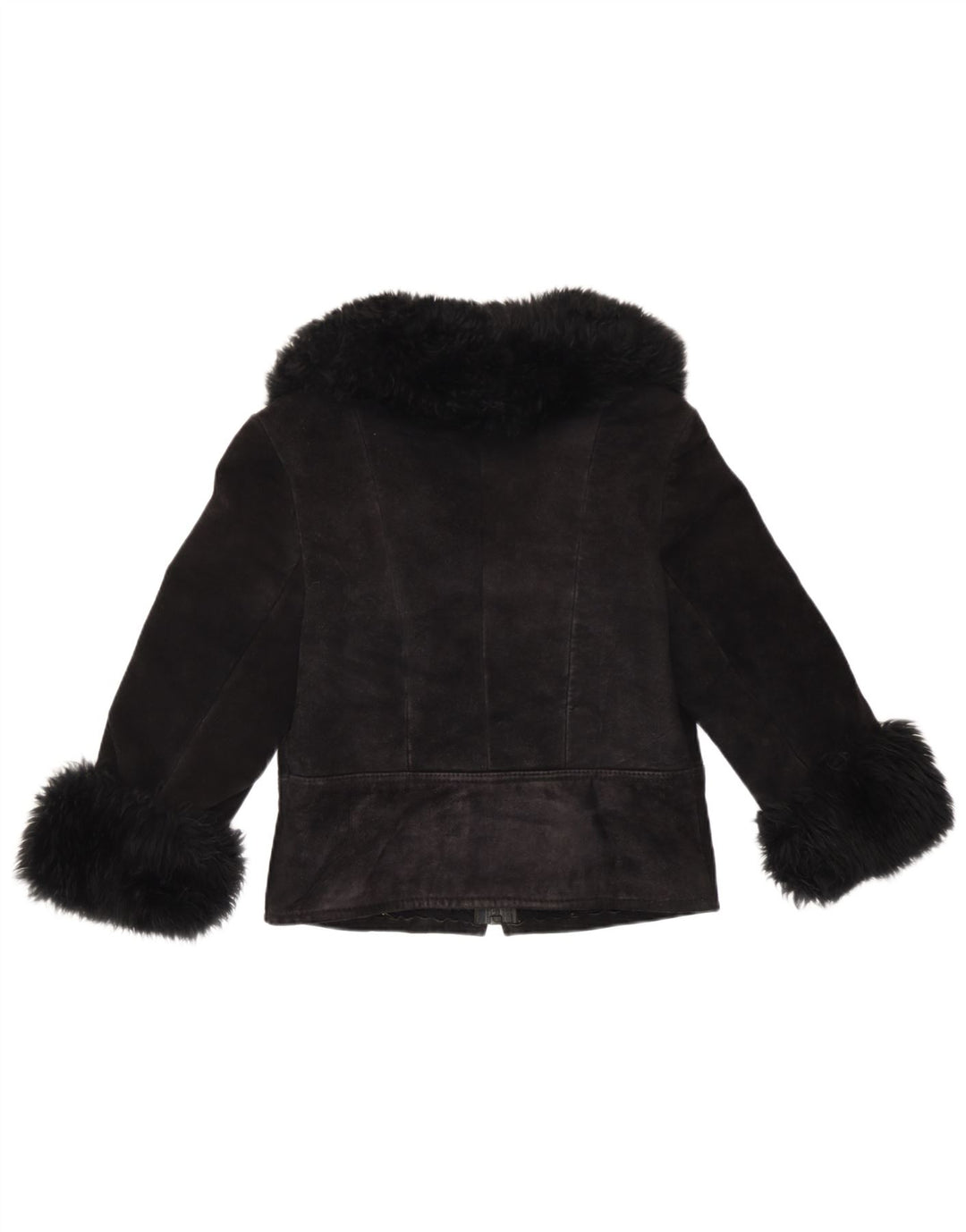 Vintage Womens 3/4 Sleeve Suede Jacket UK 10 Small Black