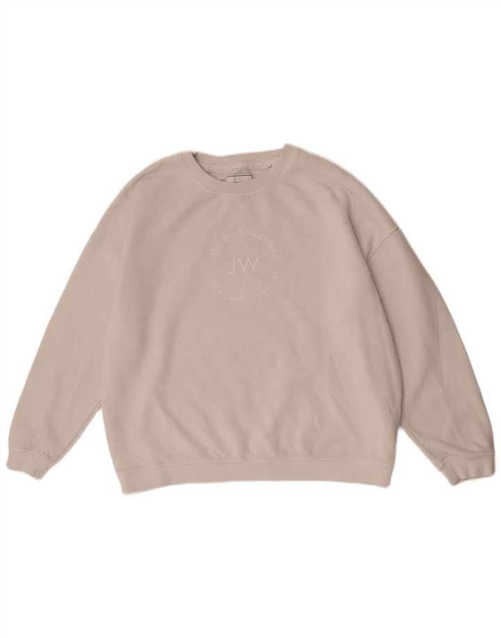 Jack Wills Womens Graphic Oversized Sweatshirt Jumper UK 16 Large White
