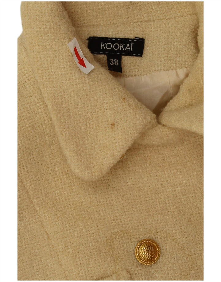 Kookai Womens Crop Pea Coat EU 38 Medium Beige Wool
