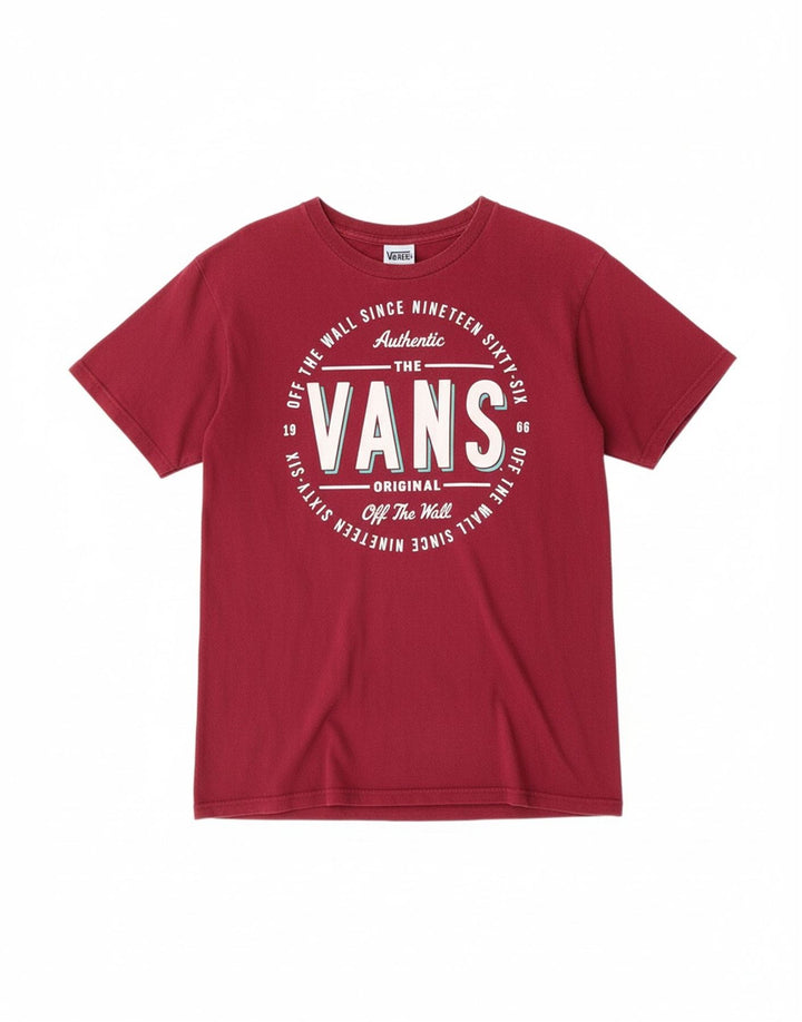 VANS Mens Graphic T-Shirt Top Small Burgundy Cotton