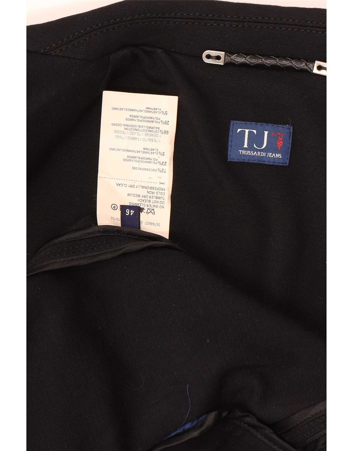 Trussardi Jeans Womens 2 Button Blazer Jacket IT 46 Large Black Viscose