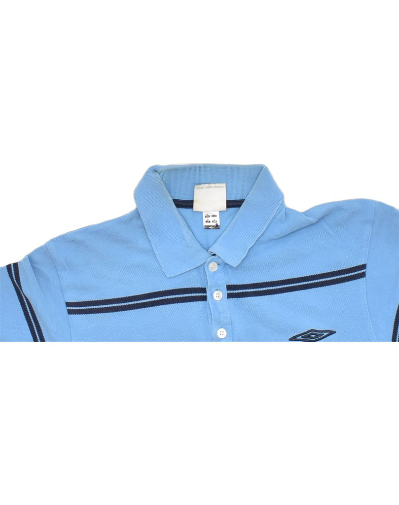 UMBRO Mens Polo Shirt Medium Blue Striped Cotton | Vintage | Thrift | Second-Hand | Used Clothing | Messina Hembry 