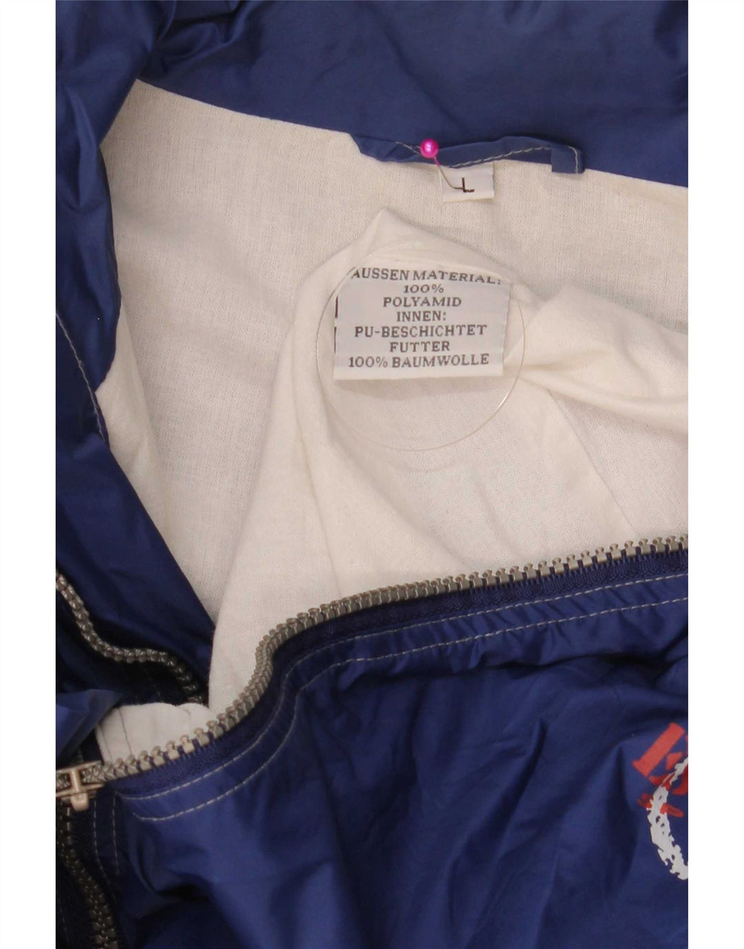 Essential Mens Graphic Hooded Rain Jacket UK 40 Large Blue Polyamide
