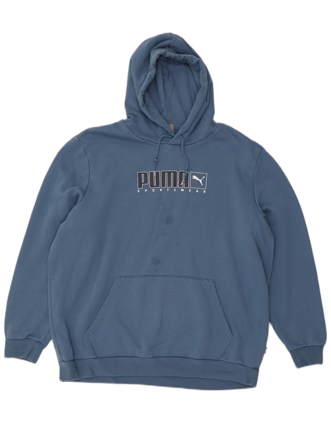 PUMA Mens Graphic Hoodie Jumper 2XL Blue Cotton