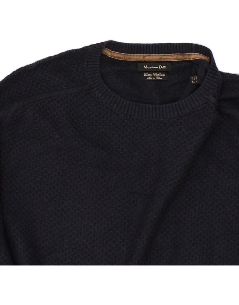 MASSIMO DUTTI Mens Crew Neck Jumper Sweater Large Navy Blue Cotton | Vintage Massimo Dutti | Thrift | Second-Hand Massimo Dutti | Used Clothing | Messina Hembry 