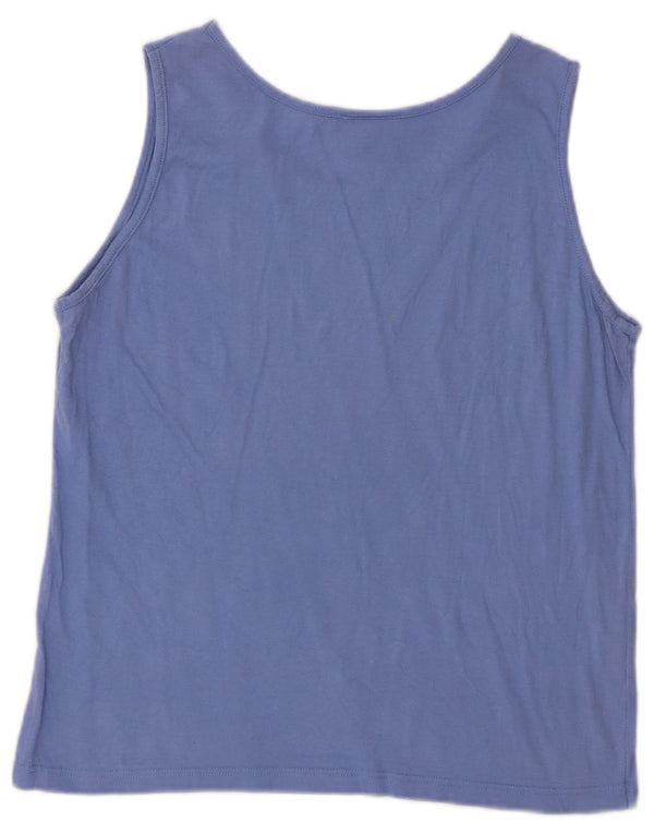 Laura Ashley Womens Crop Vest Top UK 14 Large Blue Cotton