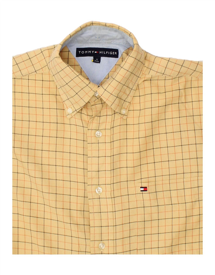 TOMMY HILFIGER Mens Shirt Small Yellow Check Cotton