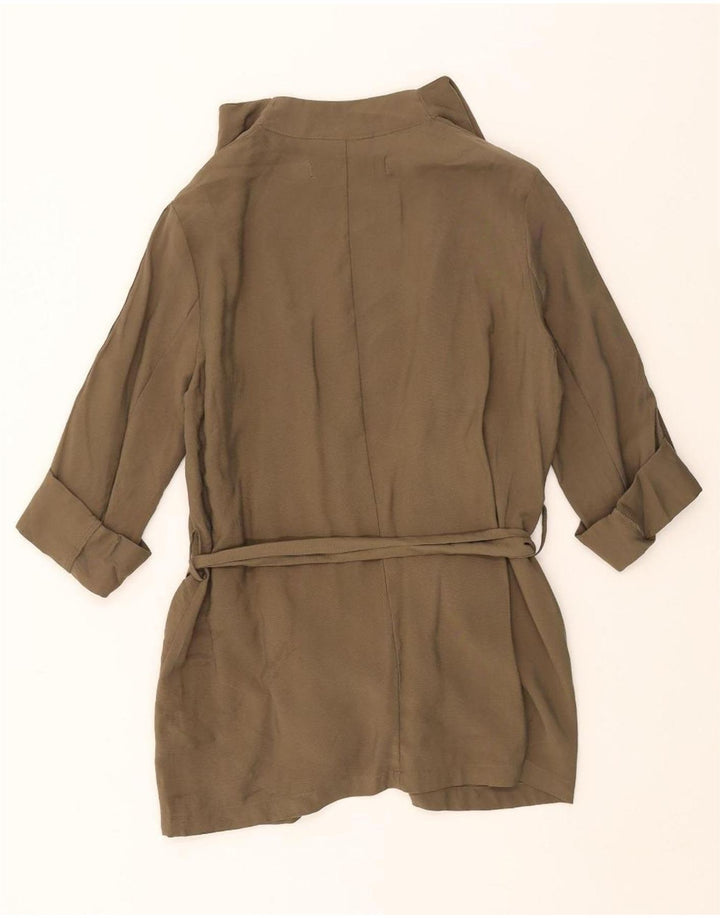 ZARA Womens 3/4 Sleeve Overcoat UK 14 Medium Khaki Viscose Vintage Zara and Second-Hand Zara from Messina Hembry 
