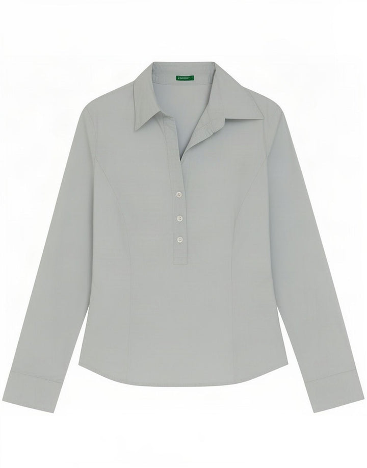 Benetton Womens Pullover Shirt UK 10 Small Blue Cotton