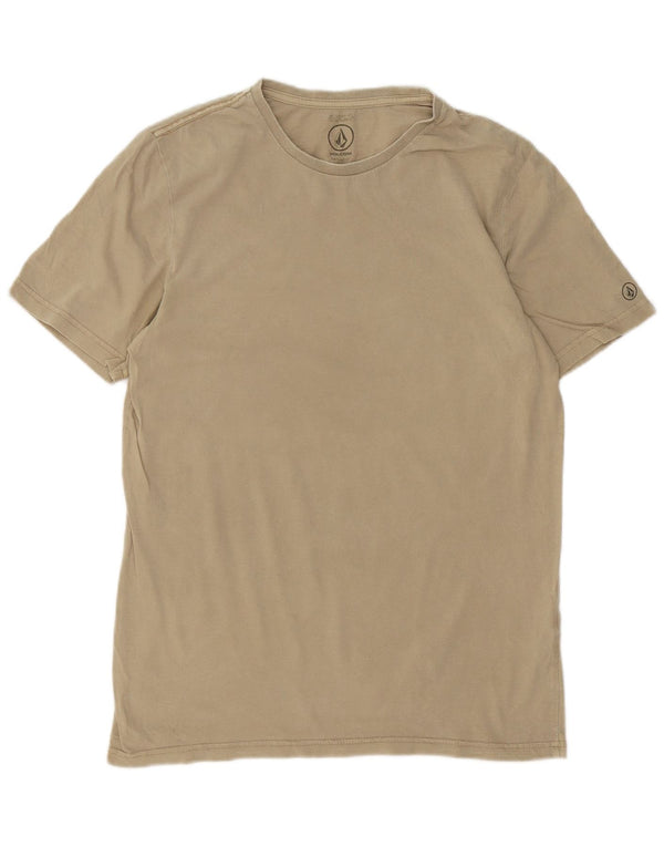 Volcom Mens Modern Fit T-Shirt Top Small Beige Cotton