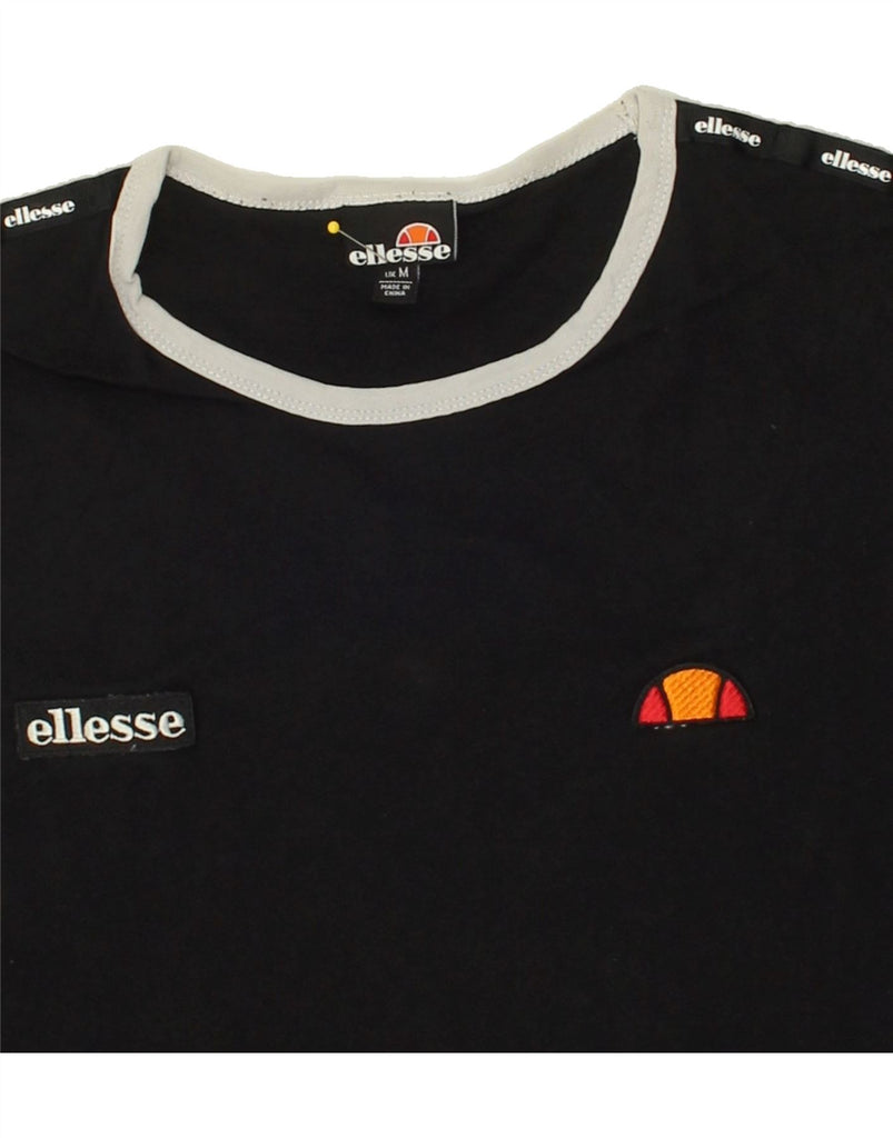 ELLESSE Womens Graphic T-Shirt Top UK 14 Medium Black Cotton | Vintage Ellesse | Thrift | Second-Hand Ellesse | Used Clothing | Messina Hembry 