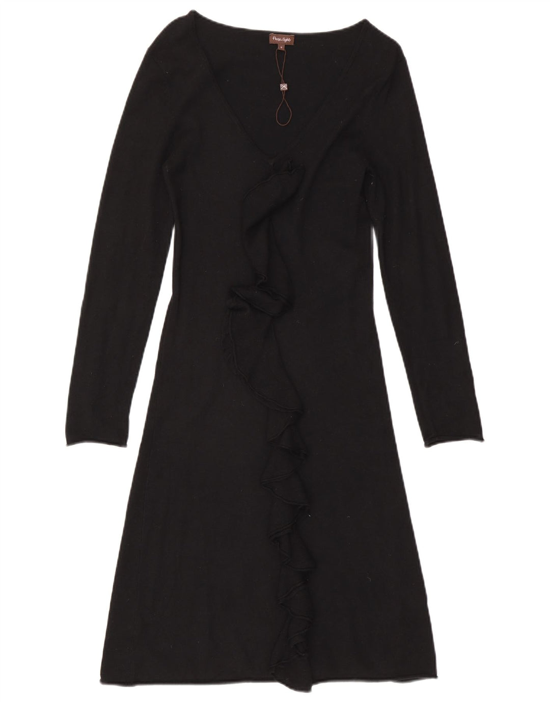 Phase Eight Womens Ruffle Front Long Sleeve Jumper Dress UK 8 Small Black