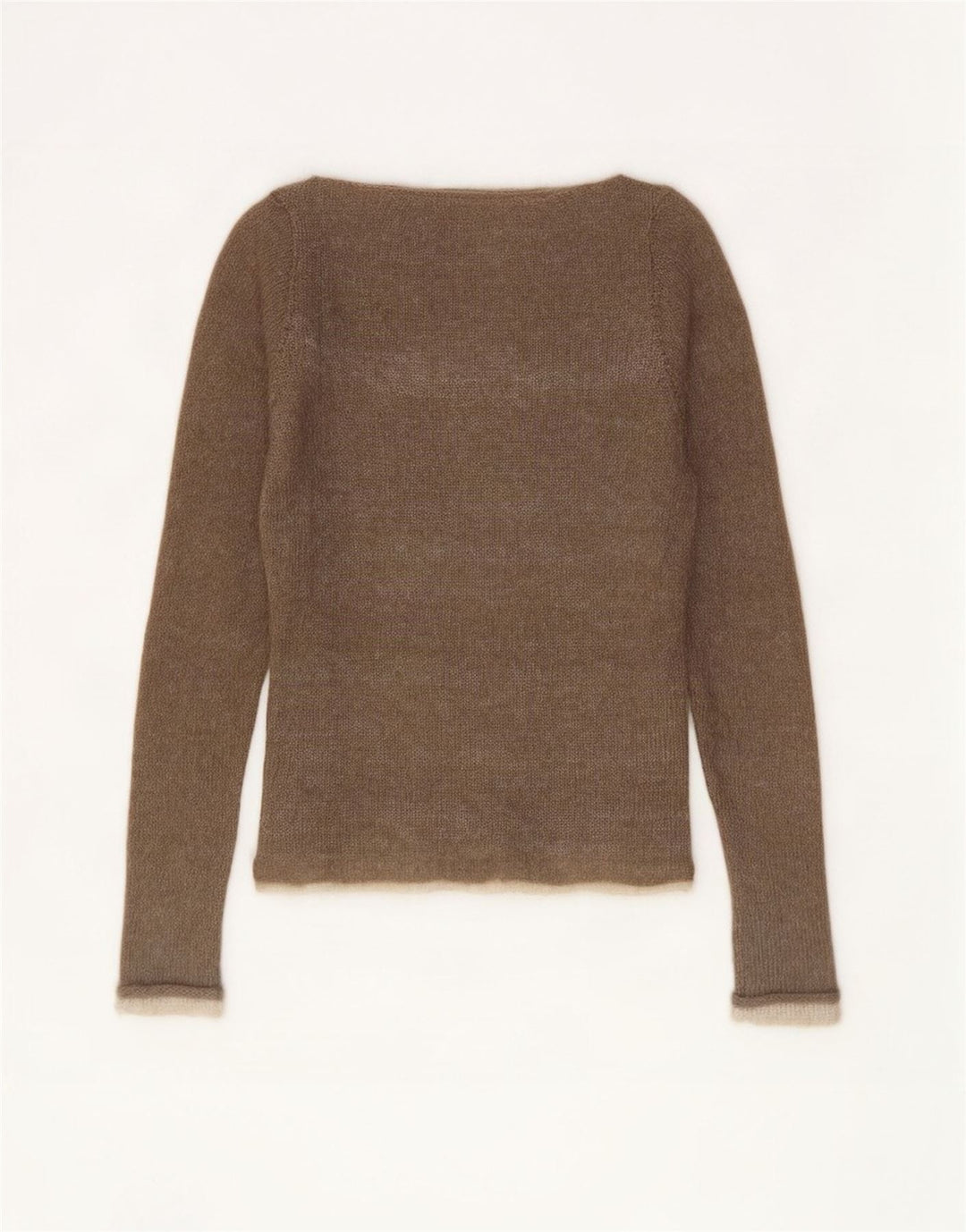 Vintage Womens Boat Neck Jumper Sweater UK 8 Small Brown